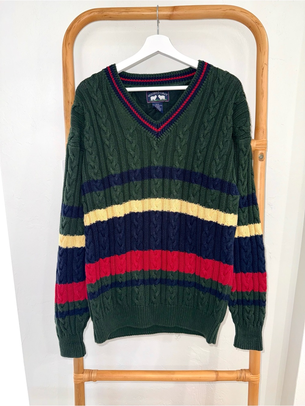 Vintage 90s Woods and Gray Cable Knit Sweater M